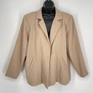PrettyLittleThing NEW Oversized Blazer Sz 8 Oatmeal One Button Lined Career